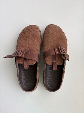 Chaco Brown Suede Slip-On Clogs with Buckle Strap